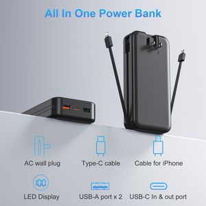 พาวเวอร์แบงค์ 20000mAh 22.5W ชาร์จเร็ว พร้อมสายชาร์จในตัวและปลั๊กไฟ - Product Image 2