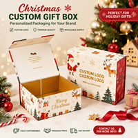 Boîte cadeau magnétique personnalisée pour Noël, imprimé renne et Père Noël, boîte en papier rigide, logo personnalisé pour emballage cadeau de Noël, vente en gros
