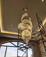 Grand projet de décoration intérieure personnalisé Long lustre en verre Hall d'hôtel Villa Escalier Grand lustre LED suspendu