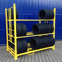 Étagères de stockage de pneus pliantes industrielles en acier robuste, revêtement poudré, grandes étagères à palettes réglables, durables, antirouille