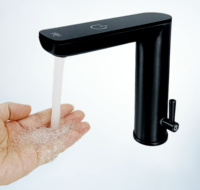 Nouvelle technologie sans alimentation externe, robinet à détection tactile noir, mélangeur d'eau chaude et froide, robinet de lavabo à détection tactile