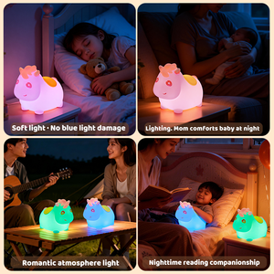 Lampada da Notte per Bambini in Silicone Morbido di Grado Alimentare, Luce LED RGB Colorata, Controllo Touch, Dimmerabile, USB, per Cameretta - Product Image 3