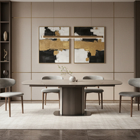 Table à manger pivotante extensible en pierre frittée de haute qualité, design contemporain, 6 places, pour hôtel et usage domestique, directement de l'usine