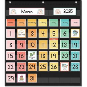 Calendario de bolsillo con diseño de arcoíris, de nailon, grande, de varias piezas, diseño bohemio, para la gestión del tiempo en el aula, regreso a clases - Product Image 5