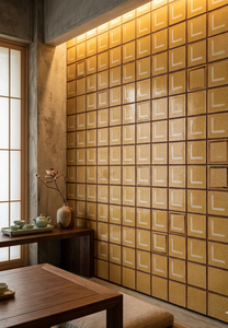 Azulejo de Gres de 100x100mm Pintado a Mano por Artesanos, Diseño Qiongcai Moderno, Luminoso, Antibacteriano y Resistente al Desgaste, para Hoteles de Lujo - Product Image 3
