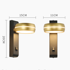 İskandinav Döner Dekoratif Led Duvar Lambası Düğme Anahtarlı Yatak Odası Apliği Ev Okuma Led Lambası Duvara Monte Siyah - Product Image 2