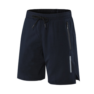 Casual Quick-Drying Anti-Wrinkle Loose Fit Drawstring Closure Men's Breathable Polyester Joggers <b>Zip</b> <b>Pocket</b> Knitted <b>Shorts</b> Gym - Product Image 6