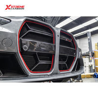 Grille avant centrale en fibre de carbone sèche XTREME style CSL avec accents rouges pour BMW G80 G81 M3 G82 G83 M4 2021+