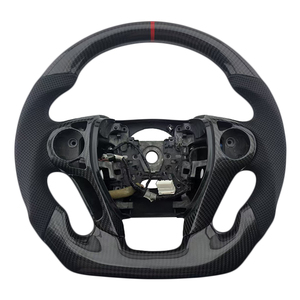 Volant de voiture en cuir perforé avec surpiqûres rouges en fibre de carbone pour Honda Accord 8e génération et Crosstour – Produits populaires - Product Image 1