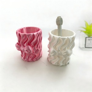 3D Printed Wave Pattern <b>Bow</b> Pen <b>Holder</b> Plastic Round Desk Organizer For Students Girls Creative Stationery Storage - Product Image 2