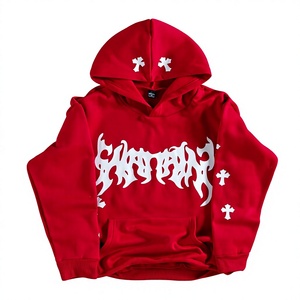 Sudadera con Capucha para Hombre Play 4 Keeps, 100% Algodón, Felpa Francesa Transpirable, Estampado Puff, Negro Naranja, Logotipo Personalizado Frontal, Estilo Urbano - Product Image 5