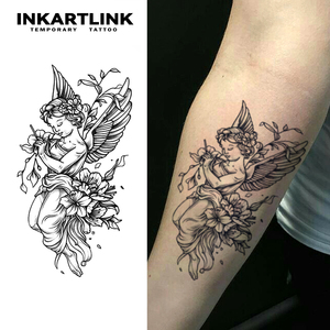 สติกเกอร์ลาย<span class=keywords><strong>สัก</strong></span>วินเทจ INKARTLINK ลายเทวดา เคอรูบ <span class=keywords><strong>ดอก</strong></span><span class=keywords><strong>ลิลลี่</strong></span> ปีก ลายเส้นสมุนไพร ติดทนนาน 15 วัน ลายสักกึ่งถาวรสำหรับตกแต่งร่างกาย แขน ขายส่ง - Product Image 2