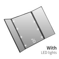 Miroir à LED Modèle 3 voies Pliable 8 Lumières Miroir de maquillage cosmétique pour maquillage logo personnalisation 360 Pliable Compact
