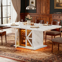 Table à manger en marbre blanc moderne de luxe sur mesure avec armoire de rangement, grande table rectangulaire pour salle à manger, pour cuisine, 4-6 places