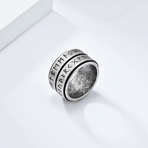 Vintage Nordic Viking Letter Rotating <b>Ring</b> For <b>Men</b> <b>Titanium</b> Steel Antique Silver Color Gift Jewelry - Product Image 4