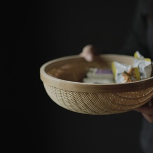 <b>Bamboo</b> Woven Baskets Round Handmade Storage Basket For Fruit Tea Utensils 1 Pc - Product Image 4