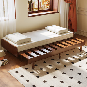 سرير متعدد الوظائف ومزدوج الغرض، أريكة قابلة للطي من الخشب الصلب للشقق الصغيرة، قابلة للمد للاسترخاء والنوم والجلوس - Product Image 1