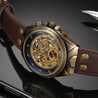 Montres mécaniques pour hommes SHENHUA, nouvelle conception, bracelet en cuir véritable transparent, étanche, squelette