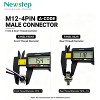 Connecteur circulaire mâle M12 codé A étanche IP67, à verrouillage frontal, montage sur panneau, 2 à 17 broches, pour câble à souder et insertion sur circuit imprimé, câblage industriel