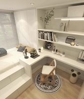 Ensemble de meubles de chambre d'enfant Tatami moderne en bois blanc durable, fabrication en usine, vente en gros, armoire, bureau, lit