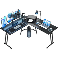 Bureau d'angle en forme de L, best-seller, moderne et élégant, surface en fibre de carbone, bureau de jeu facile à assembler, grande table de jeu noire