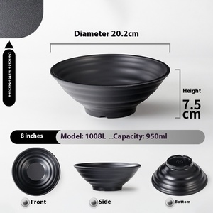 Pasokan cepat restoran komersial Malata sup besar khusus melamin hitam peralatan makan bubuk sup mangkuk mie nasi - Product Image 6