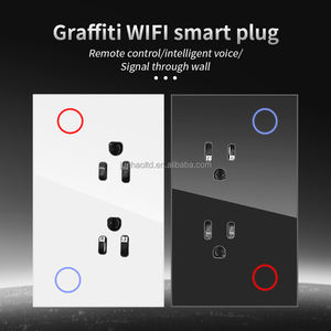 Prise de courant à double prise en verre cristal Prise électrique <span class=keywords><strong>universelle</strong></span> standard 15A 3200W-3500W Interrupteurs à double prise murale WiFi - Product Image 5