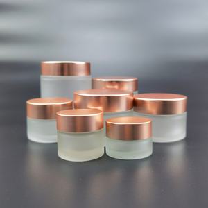 5ml 10ml 15ml 20ml 30ml 50ml 60ml Straight Round <b>Rose</b> Gold Lid Cosmetic Face Cream Jar Pink Glass Cream Jars with Spoon - Product Image 1