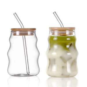 Nuevo Producto: Taza de Vidrio de Borosilicato con Forma Única y Tapa de Madera de Bambú, Capacidad de 350 ml, Apta para <span class=keywords><strong>Microondas</strong></span> y Lavavajillas, Diseño Clásico - Product Image 3