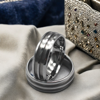 Bague classique personnalisée en carbure de tungstène pour homme, double canal de 8 mm et 2,5 mm, vierge, pour incrustation de cadeau de fiançailles, de mariage et d'anniversaire