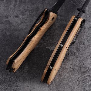 Navaja de Bolsillo Plegable Personalizada OEM con Mango Completo de Madera de Olivo, Hoja con Recubrimiento Negro y Grabado Láser, para Caza, EDC, Camping, Regalo para Actividades al Aire Libre - Product Image 5
