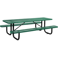 Mobilier d'extérieur 6 pieds 8 pieds Table de pique-nique rectangulaire en métal avec banc Extérieur Restaurant Événement Ensemble de salle à manger en acier Table Chaise