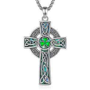 Changda 925 gioielli con trifoglio in argento Sterling Irish ciondolo regalo protettivo religioso con conchiglia celtica Bling croce collana - Product Image 1
