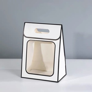 Sac en papier kraft brun de luxe personnalisé avec logo du fabricant, recyclable, découpé, estampage à chaud, plastification, avec fenêtre - Product Image 1