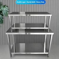 Table de travail de cuisine commerciale en acier inoxydable 201, finition brossée mate, capacité de charge de 300 kg/m, avec dosseret, pour cuisine commerciale