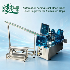 Máquina de Codificación Láser de Fibra Automática de Doble Cabezal con Sistema de Inspección y Rechazo por Visión para Tapas de Aluminio Antifalsificación - Product Image 1