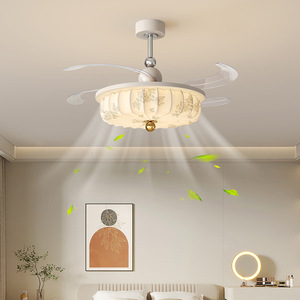 Lampes à <span class=keywords><strong>ventilateur</strong></span> vintage, luminaires de plafond pour restaurant, <span class=keywords><strong>silencieux</strong></span> en tissu imprimé esthétique rétro de la dynastie Song, couvre-lit - Product Image 3