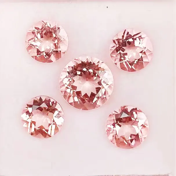 Round Shape 3.0mm~10.0mm VS Good Quality Medium Pink Color loose gem pink gemstone price jewelry making Natural Pink Morganite