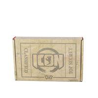 Boîte d'expédition en carton ondulé durable de style militaire vintage avec impression personnalisée à l'intérieur pour l'emballage et l'expédition de vêtements