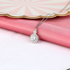 Collier pendentif rond en argent sterling 925 avec <span class=keywords><strong>halo</strong></span> de zircon cubique pour femme, cadeau de bijoux, anniversaire, Saint-Valentin - Product Image 2