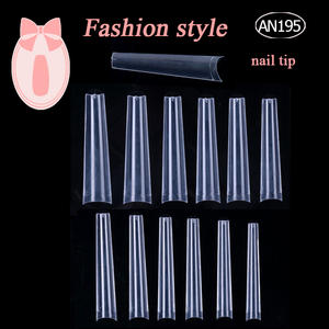 Tszs 3XL C Curve Long Coffin Nail Art Tips Venta caliente 500 piezas <span class=keywords><strong>Bailarina</strong></span> en <span class=keywords><strong>forma</strong></span> de <span class=keywords><strong>uñas</strong></span> postizas francesas ABS transparente para dedo - Product Image 1