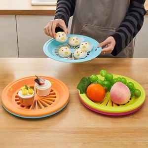 Wholesale New Hot Selling Plastic Circular <b>Tray</b> Multi Functional Food Storage Rack for Household Kitchen Vegetable Drain - Product Image 1
