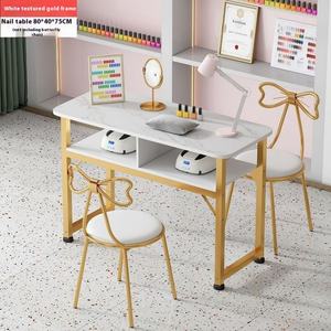 Mesa de Manicura de Metal de Estilo Moderno y Lujo Ligero, Silla Económica, Mesa Doble para Salón de Uñas, Famosa en Internet, Precio Especial - Product Image 6