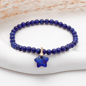4mm Elastic <b>Stretch</b> Bohemian Style Natural Gemstone Star Charm Pendant <b>Bracelet</b> 6-8mm Bead Size Custom OEM Gift Jewelry Boutique - Product Image 4