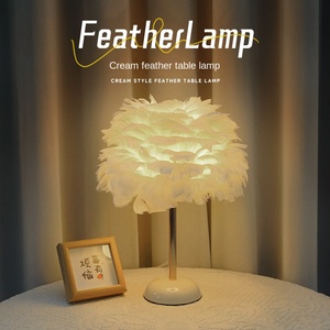 Đèn bàn lông cho sang trọng; đèn ngủ chất lượng cao cho phòng ngủ theo phong cách Bắc Âu; ánh sáng ban đêm ấm áp và phổ biến để ngủ - Product Image 2