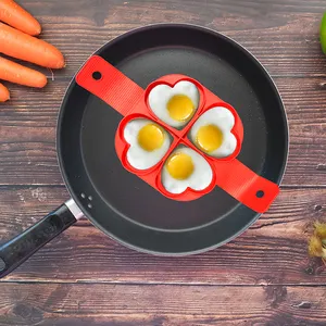 Raybin Top Seller Non-stick Silicone Egg Fryer 4 Hole love heart Pancake Ring Kitchen egg Tool love pancake mold Egg Fryer