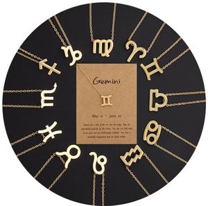Colliers pour femmes élégants avec pendentifs, chaîne en or, collier ras du cou, astrologie, 12 signes du zodiaque, avec carte - Product Image 1