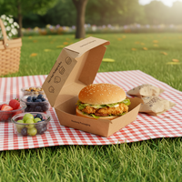 Boîte à hamburger jetable personnalisée avec logo, boîte à emporter pour restaurant, emballage alimentaire