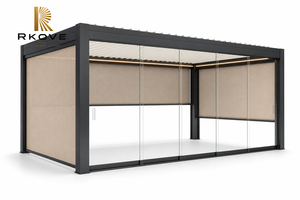 Pérgola de Doble Accionamiento con Persianas Ajustables, Operación Manual con Motor, Drenaje Oculto, Pantallas ZIP y Paneles de Vidrio para Exhibición en Salas de Distribuidores - Product Image 3