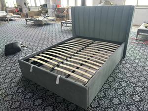 NOVA Graues Samt-Polsterbett mit Stauraum Moderne Schlafzimmermöbel-Sets Queen-Size-Plattformbettgestell - Product Image 5